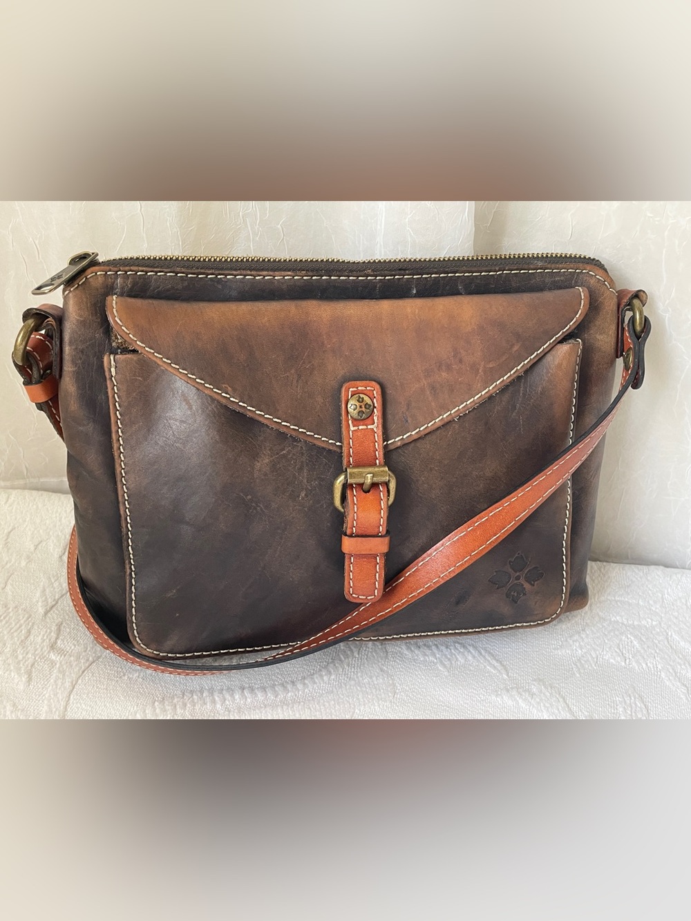 Handcrafted Limited color Patricia Nash Avellino Crossbody Two-tone Brown